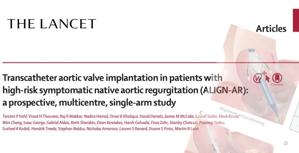 Trilogy™ THV SYSTEM FOR AR INDICATION: RESULTS FROM ALIGN-AR PIVOTAL TRIAL WERE PUBLISHED IN THE LANCET